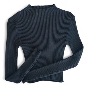 SHEIN Black Cowl Neck Ribbed Sweater